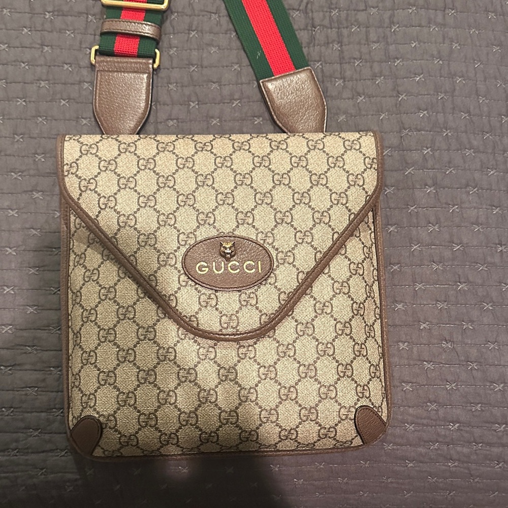 Gucci Beige and Brown GG Messenger Bag
